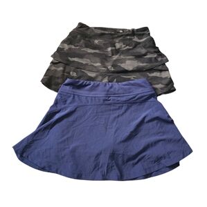 Athleta Girl Black Gray Camo and Navy Skort Bundle Size L